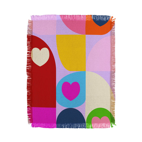 Ana Rut Bre Fine Art Vday hearts mid century modern Throw Blanket