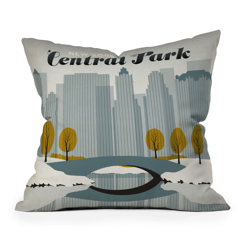 Anderson Design Group Central Park Snow Outdoor Throw Pillow