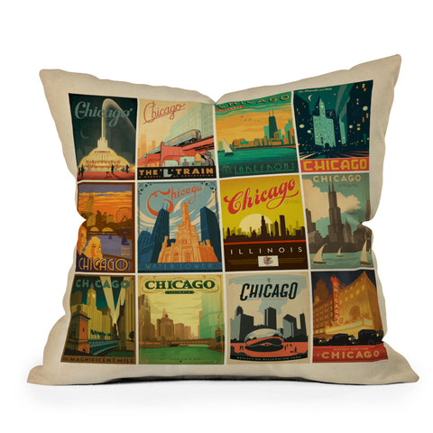 Anderson Design Group Chicago Multi Image Print Outdoor Throw Pillow