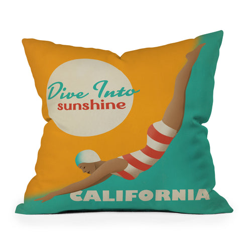 Anderson Design Group Dive California Outdoor Throw Pillow