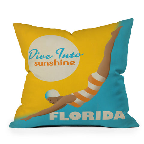 Anderson Design Group Dive Florida Outdoor Throw Pillow