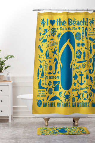 Anderson Design Group Flip Flop Pattern Shower Curtain And Mat