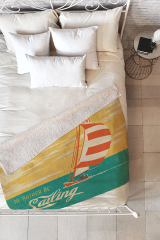 Anderson Design Group I Would Rather Be Sailing Fleece Throw Blanket