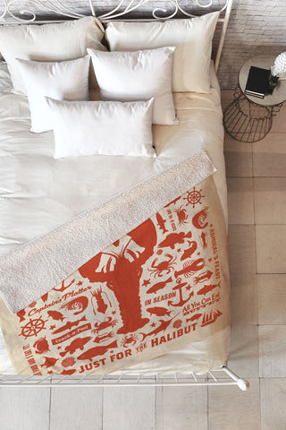 Anderson Design Group Lobster Pattern Fleece Throw Blanket