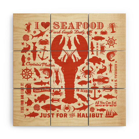 Anderson Design Group Lobster Pattern Wood Wall Mural