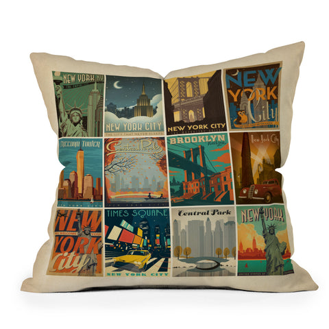 Anderson Design Group New York City Multi Image Print Outdoor Throw Pillow