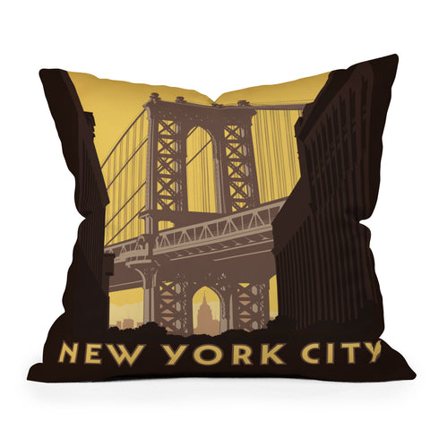 Anderson Design Group NYC Manhattan Bridge Outdoor Throw Pillow