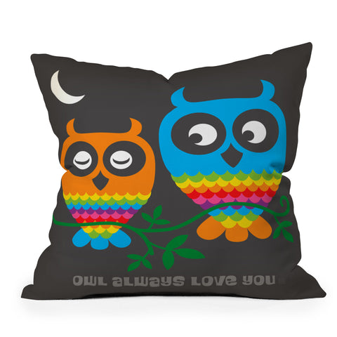 Anderson Design Group Rainbow Owls Outdoor Throw Pillow
