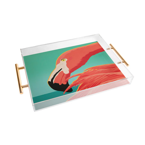 Anderson Design Group Tropical Flamingo Acrylic Tray