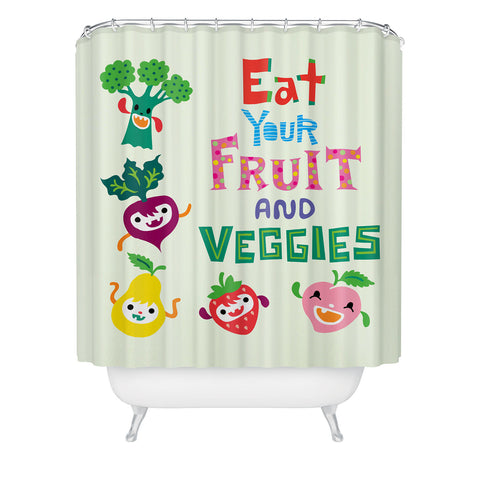 Andi Bird Eat Your Fruit and Veggies Shower Curtain