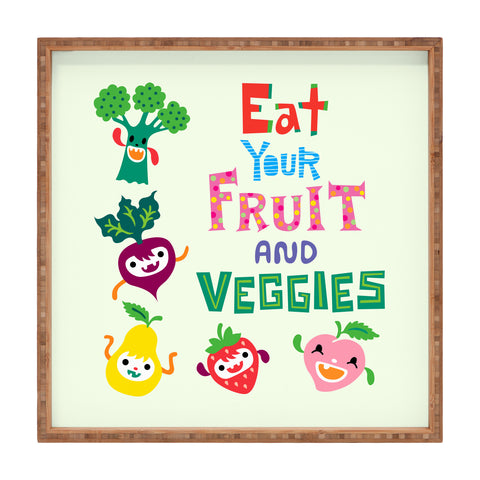 Andi Bird Eat Your Fruit and Veggies Square Tray