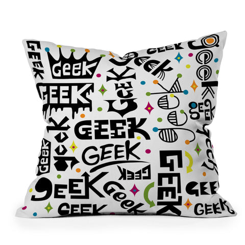 Andi Bird Geek Words Outdoor Throw Pillow