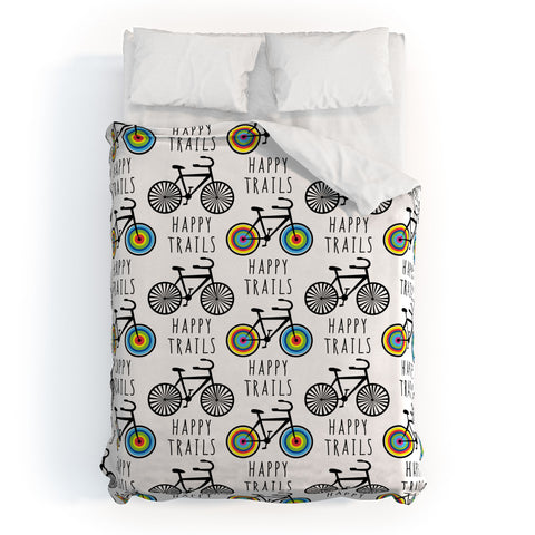 Andi Bird Happy Trails Biking Duvet Cover