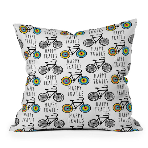 Andi Bird Happy Trails Biking Outdoor Throw Pillow