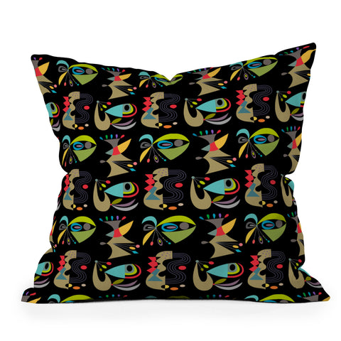Andi Bird Honor Black Outdoor Throw Pillow