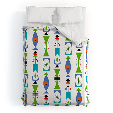 Andi Bird Retro Shape White Duvet Cover