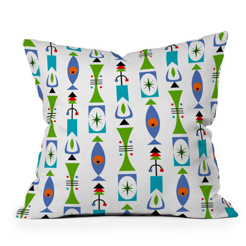 Andi Bird Retro Shape White Outdoor Throw Pillow