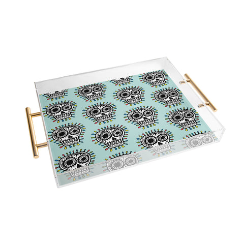 Andi Bird Sugar Skull Fun Aqua Acrylic Tray