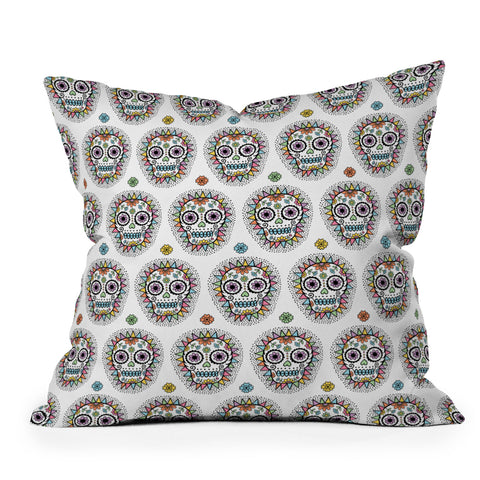 Andi Bird Sugar Skull Hero Outdoor Throw Pillow