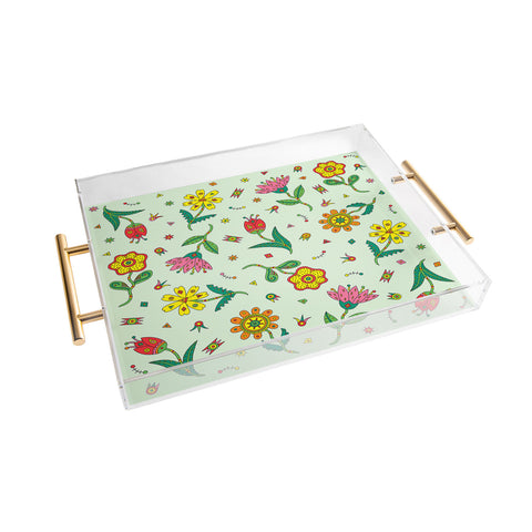 Andi Bird Surreal Flowers Leaf Acrylic Tray