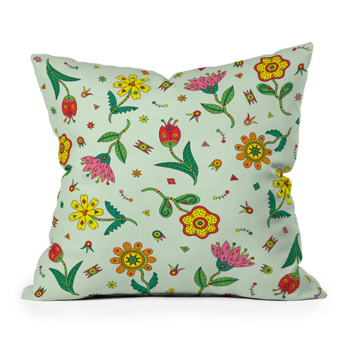 Andi Bird Surreal Flowers Leaf Outdoor Throw Pillow