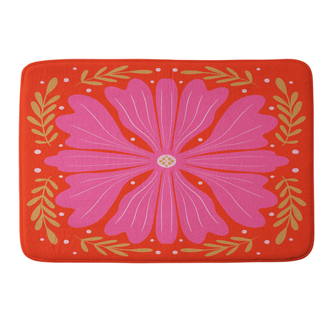 Angela Minca Abstract big flower Memory Foam Bath Mat