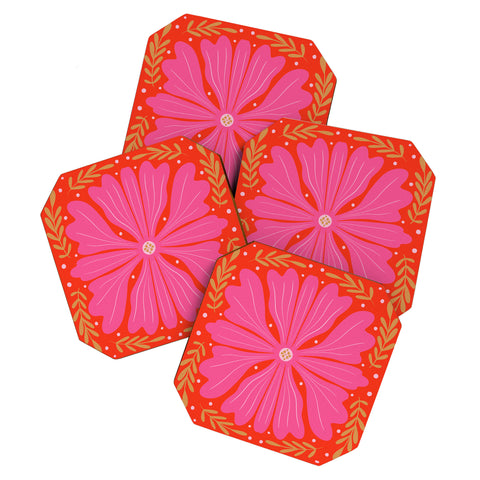 Angela Minca Abstract big flower Coaster Set