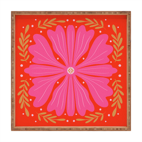 Angela Minca Abstract big flower Square Tray