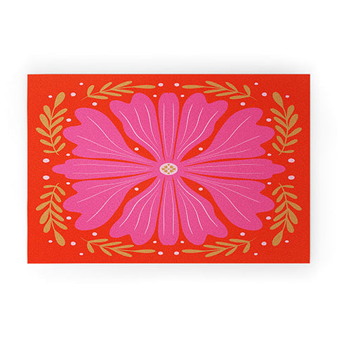 Angela Minca Abstract big flower Welcome Mat