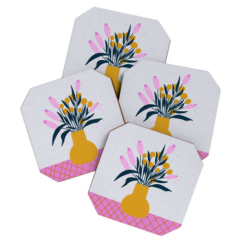 Angela Minca Abstract floral vase Coaster Set