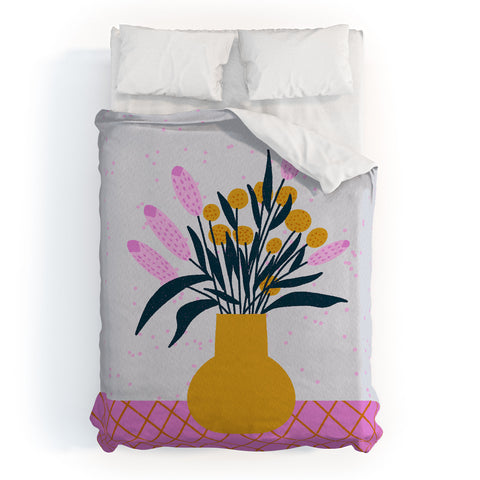 Angela Minca Abstract floral vase Duvet Cover