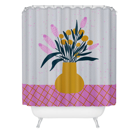 Angela Minca Abstract floral vase Shower Curtain