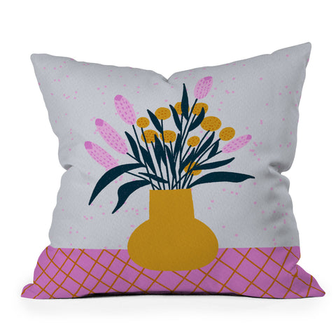 Angela Minca Abstract floral vase Throw Pillow