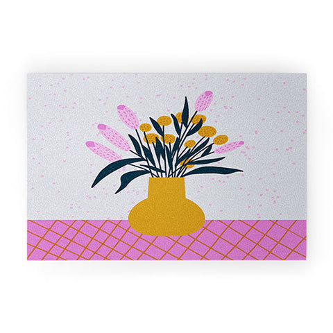 Angela Minca Abstract floral vase Welcome Mat
