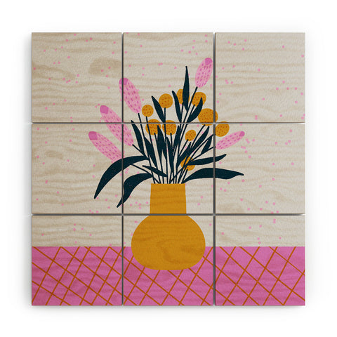 Angela Minca Abstract floral vase Wood Wall Mural