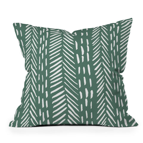 Angela Minca Abstract herringbone green Outdoor Throw Pillow