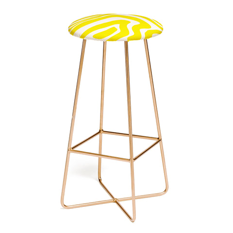 Angela Minca Abstract lines yellow Bar Stool