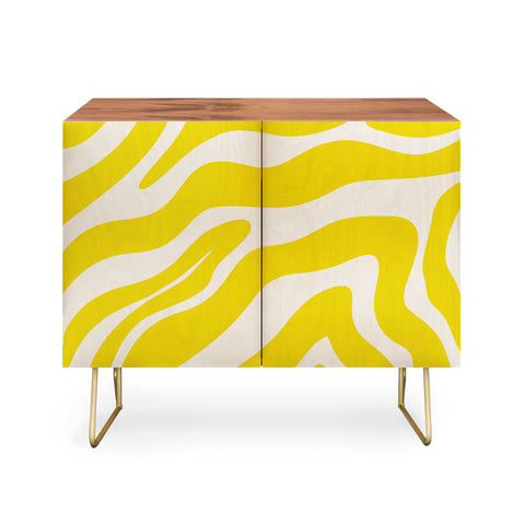 Angela Minca Abstract lines yellow Credenza