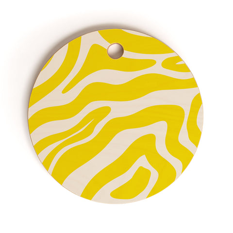 Angela Minca Abstract lines yellow Cutting Board Round