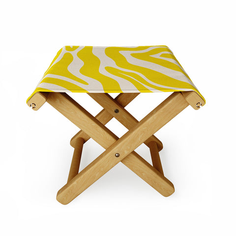 Angela Minca Abstract lines yellow Folding Stool