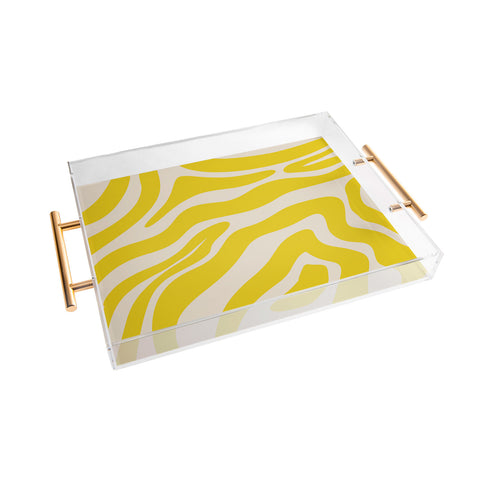 Angela Minca Abstract lines yellow Acrylic Tray