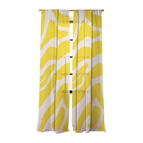 Angela Minca Abstract lines yellow Sheer Non Repeat