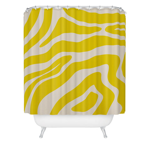 Angela Minca Abstract lines yellow Shower Curtain