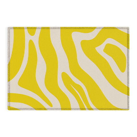 Angela Minca Abstract lines yellow Outdoor Rug