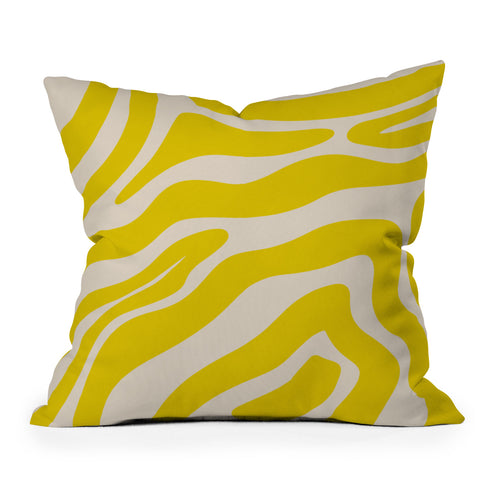Angela Minca Abstract lines yellow Outdoor Throw Pillow