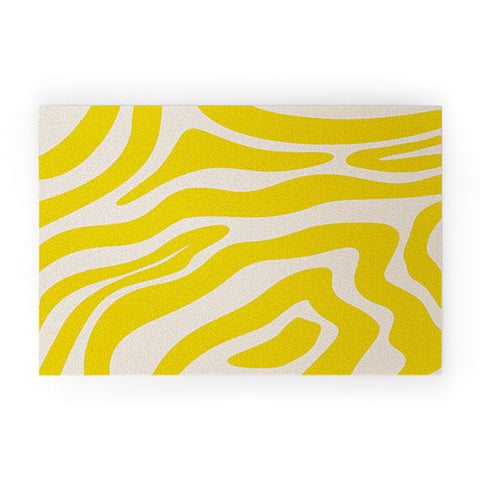 Angela Minca Abstract lines yellow Welcome Mat