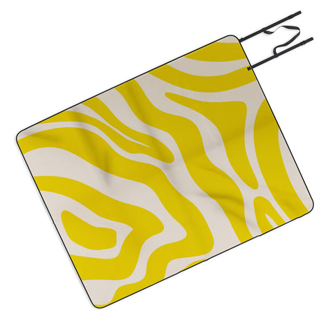 Angela Minca Abstract lines yellow Picnic Blanket