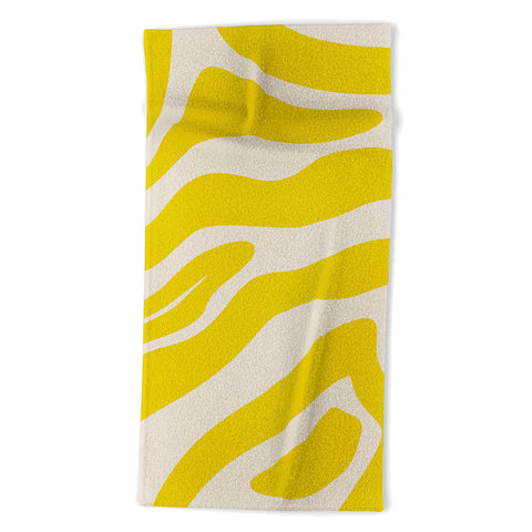 Angela Minca Abstract lines yellow Beach Towel