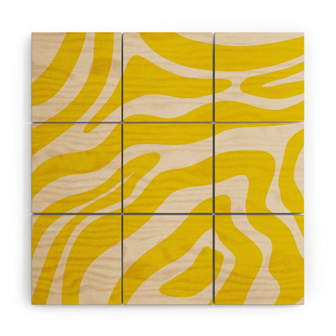 Angela Minca Abstract lines yellow Wood Wall Mural