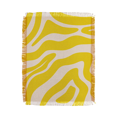 Angela Minca Abstract lines yellow Throw Blanket